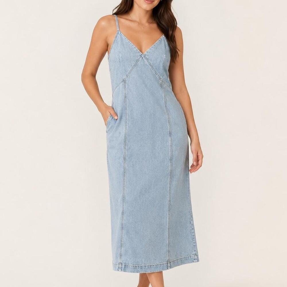 Nwt light wash denim maxi